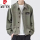 Pierre Cardin Jacket Spring y Autumn 2025 Camisa nueva Lapa de la chaqueta de trabajo para hombres Autumn Men's Tell Autumn Chaqueta Top Versión K12806 Khaki M Recomendado 90-120 Jin [Jin equivale a 0.5 kg]