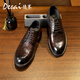 Desai business retro casual leather shoes men's British breathable derby shoes commuting formal men's shoes brown 40