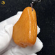 Fuwanzhe natural beeswax original stone pendant with leather amber lychee leather handle 20.7g