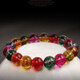 Xiyinfu Tourmaline Bracelet Watermelon Tourmaline Women's Crystal Bracelet Decorated with Explosive Crystal Candy Seven-Colored Peach Blossom 8mm Bead Diameter 16cm