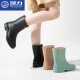 
Huili rain boots women's rain boots water shoes women's 2025 new fashion waterproof non-slip wear-resistant rubber shoes women's mid-tube cover shoes khaki 36