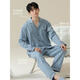Modal pajamas men's 100% pure cotton long sleeve thin breathable summer cardigan can be worn on the outside with loose and comfortable home clothing set Starry Sky Blue 16873 100% cotton No pilling L 110-130Jin [Jin equals 0.5 kg]