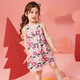 Demandez aux filles juniors robe 2025 Summer Little Child's Flowers Full Imprime Imprimé Children's Sling Princess Robe Couleur 130