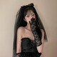 Crystal bow black veil mesh gothic wedding dress headdress cos photo bridal hair accessories retro dark style black bow veil-hair comb style