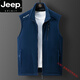 JEEP SPIRIT couple fleece vest men and women autumn and winter sleeveless vest fleece vest outdoor warm cardigan stand collar jacket 9277 men-dark gray L