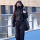 荧蒂（YINGDI）欧货休闲运动套装女2025年新款春秋时尚洋气跑步运动服两件套显瘦 黑色 XL