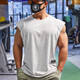 Lutielang sleeveless sports T-shirt fitness vest muscle training men's loose running vest quick-drying stretch and breathable fog blue XL