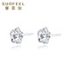 Safir platinum earrings for women PT950 platinum hollow double-layered small flower earrings, one pair, about 1.05 grams