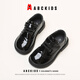 ABC KIDS children's shoes 2025 spring and autumn new fashion leather shoes children's glossy host boys and girls casual performance shoes black size 30 inner length about 20cm