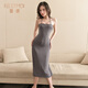 Feimus Back Hollow Cross Hohlgurtkleid mit sexy Paar sexueller sexueller elastischer enger verlockender Bett 6624 Graues Kleid + T-Pants +7305 grauer Overall