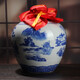 Xindeheng 5 Jin Jin is equal to 0.5 kg, blue and white porcelain, Jingdezhen ceramic wine bottles, wine jars, white wine bottles, empty bottles, wine bottles and jars, antique local pottery, 10 Jin Jin is equal to 0.5 kg, blue and white landscapes + wine cloth tassel sealing film