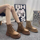 Martin boots for women in autumn and winter new British style thick-soled taller yellow boots for women versatile casual short boots for women light brown 37