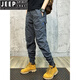 Jeep Spirit Casual Hosen für Männer 2025 Frühling und Herbst Neue losen Bindfuß Sport neun Punkte elastische Werkzeuge Lange Hosen für Männer Khaki 679 Sommer Thin 28 Vorschlagen 90-110jin [Jin gleich 0,5 kg]