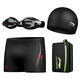 Li Ning (LI-NING) swimming trunks men's swimming goggles swimming cap swimming bag set travel hot spring swimsuit fashionable swimming equipment 333 black XL