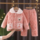 Disney children's pajamas thickened home clothes 2025 winter flannel three-layer quilted plus velvet for big boys winter pink quilted bear size 18 recommended height 135-140