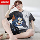 GIOIO男士睡衣夏季薄款棉质短袖短裤套装夏天青年休闲大码可外穿家居服 6621 2XL