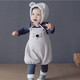 Auro Mesa baby clothes autumn and winter male and female baby sling jumpsuit lambswool warm sling shorts hat bear set picture color 90cm/18-24M