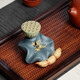 Fuyaji tea pet ornaments Yixing purple sand fully handmade boutique frog lotus seed lid holder tea set accessories
