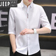Jeep Spirit Camisa no hierro de siete entradas de siete cross alambre de hielo masculino fresco verano delgada camisa elástica de moda delgada de moda suave 684 negro m 80-105Jin [Jin equivale a 0.5 kg]