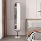 Chuangjiang Miroir de mise au plancher de style nordique pour chambre à coucher étroite côté habillage tridimensionnel miroir de miroir de miroir à corps complet moderne pour fille en plein air (cadre doré + pierre blanche)