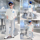 McTicco Boys Sports Summer Suit New Summer delgado de altura corta Día de regalos de regalos para niños de tamaño mediano 9767 Negro + 5725 Gradiente [set] 140 cm