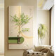 Shantoulin Village hydroponic green plants cream style porch decoration painting sandstone three-dimensional entrance corridor aisle hanging painting living room wall 40*80 layers of three-dimensional sandstone + glass vase + imitation 14757 regular model [without light]