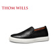 
THOM WILLS casual loafer shoes men's leather shoes cowhide black board shoes lazy shoes comfortable men's shoes summer black calf G881 size 41 /7.5