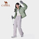 Camel 660 high-coat down jacket for women short thickened windproof hooded bread down jacket for women 724CA6B601, green, women S