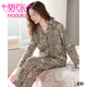 Modal [same style for counter] pajamas women's spring and autumn pure cotton long sleeve cotton large size new thin home clothing set 9906 (175/XXL size) recommended to wear weight 140-160