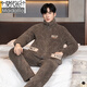 
Modal men's pajamas in winter wear warmth, thickened velvet coral velvet three-layer cotton zipper flannel home set N9902 lake blue gray set XL weight (120-140Jin [Jin equals 0.5 kg])