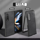Su Su adapté pour Samsung Fold4 Mobile Phone Case Samsung Galaxy Z Fold4 Case de protection Zfold4 Barre de mouton Skin Écran pliant Écran Anti-Fall Cuir Cuir pour femmes Shell Men's Shell Starry Sky Black