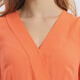 VOA orange and yellow double layer Georgia silk accordion pleated V-neck shirt long sleeve loose silk dress AE1365 Huanxi sa-yuelan (A22) L