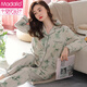 Modal pajamas for women in spring and autumn long sleeves pure cotton middle-aged women's mother's home clothes 2025 new large-size suit for outside wear X9906 L (165)
