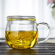 Mesni tea cup glass tea water separate cup tea set floral tea cup thickened heat-resistant glass water cup home office tea cup Big Bee (thickened version) 450 ml