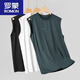 Romon modal algodón de gran tamaño de gran tamaño para hombres chaleco de cuello redondo nuevo grasa de hielo graso deportivo y fitness chaleco zy3820 negro 5xl