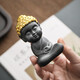 Yuxuan handmade purple sand tea pet with personality that can raise creative little monkey monkey tea play fish tank bonsai ornaments YYH---Purple clay little monkey painting gold belt stick