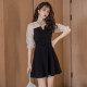 Langyue women's summer Korean style short-sleeved dress little black dress evening dress women can usually wear fashionable casual loose A-line skirt small fresh and sweet LWQZ2033T2 black L