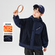 Zuoxi children's clothing boys' lambswool jacket with hood and velvet Children's autumn and winter clothing 2025 new oxygen Korean style trendy navy 140 Recommended height is about 140cm
