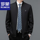 Romon Men's Jacket Stand Collar Chaqueta Camisa 2025 Spring and Autumn Midder Middle-Eding Ropa de primavera de primavera Solid Color Top Clothing W-9901 Gray M 170- [Peso recomendado 90-120 Jin [Jin es igual a 0.5 kg]]]