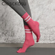 ClescKasu two-bar yoga socks dotted toe socks non-slip five-toe socks women's sports striped mid-calf Pilates socks cotton green one size