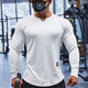 Lutielang fitness clothes sports T-shirt bottoming shirt men's long-sleeved elastic quick-drying muscle training running top gray L