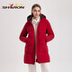 Shirron Mid-Longgent Down Jacket for Women Simple y versátil Armband Autumn and Winter Jacket 13567 Xuanqing Black XL
