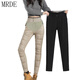 MR.DE Five White Goose Coldproof Pants Women's Winter Slim-Fit Plus Velvet Thickened Warm Pants High Waist Women's Pants Black XL 105-120