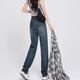 Markyinxiang hohe Taillenhosen mit breitem Bein modische Jeans für Frauen im Frühjahr und Herbst 2025 Neues kleines, lose Retro-Hosen HN684 Retro Blue XL (geeignet für 120-130jin [Jin gleich 0,5 kg]))
