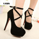 High heels, stilettos, large size transvestite cross-dressing, fun suede nightclub straps, 12cm women's singles, size 404142, YP2.22, shipped on the 22nd, black suede upgraded version 42