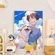 Healing animation boy dog ​​digital oil painting diy filling and coloring handmade painting Miyazaki Hayao decorative painting qx13892 60*70cm thickened solid wood inner frame + decorative outer frame (