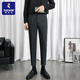 Woodpecker trousers men's summer thin semi-business suit pants for free ironing slim draping straight ice silk casual nine-point pants black [9-point pants] XL (32) [Suggested 120-140Jin [Jin equals 0.5 kg]]