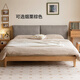 Genji Muyu solid wood bed oak bedroom double bed simple fabric soft bed pear white soft back bed 1.8*2 meters
