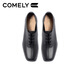 Kang Li's black leather shoes for women's thick heels 2024 autumn new fashion square-toe lace-up French nude boots commuting deep mouth shoes black (sheep leather) 36
