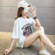 Langyue Women's Summer Letter Printed Short-Sleeved T-Shirt Casual Fashion Korean Style Female Student Top LWTD201360 White M